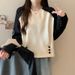 European And American Style Color-blocked Round-neck Sweatshirt Without A Hood For Women, Autumn Versatile Korean_ecoleips.com