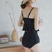 High Waisted Ruffled Swimsuit Japanese Korean Style Conservative Conceals Tummy for Hot Spring Resorts Women's Swimwear_ecoleips.com