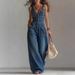 Women's Clothing Women's Denim Jumpsuit Sleeveless Wide Leg Overalls Relaxed Fit Strap Adjustable_ecoleips.com