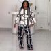Women's Clothing Printed Round Neck Long Sleeve Straight Pants Loose Two Piece Suit_ecoleips.com