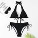Women's Clothing Strappy Sexy Bikini Sexy High End Solid Color Beach Vacation Swimsuit_ecoleips.com