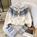 Nordic Fair Isle Short Knit Cardigan - Cozy Cropped Sweater For Women, Versatile Layering Piece, Retro-Inspired & Slimming_ecoleips.com
