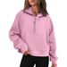 Women's Clothing Autumn And Winter Yoga Wear Women's Sports Half Zip Hoodie Sweatshirt Loose Short Plus Velvet_ecoleips.com