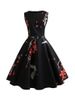 Floral Print Summer Dress Women Sleeveless Tunic Elegant Vintage Dress Belt Party Dresses Casual Sundress Vestido_ecoleips.com
