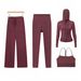 Women's Clothing Women's Y Shaped Vest Hooded Jacket Cropped Straight Leg Pants Four Piece Set Slim Fit Outerwear Stretch Clothing Sportswear_ecoleips.com
