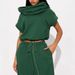Women's Casual Crop Top And High Waist Elastic Pants Set Round Neck Short Sleeve Tie Detail Autumn Wear_ecoleips.com