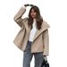 Khaki Woolen Coat Women's Autumn Thickened Double-Breasted Woolen Coat High-End Women's Clothing_ecoleips.com