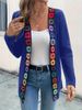 Women's Bohemian Floral Embroidered Knit Cardigan – Stretchy Long-Sleeve Cover-Up (S-XXL, Black/Navy)_ecoleips.com