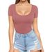 Women's Clothing Sexy Low Round Neck Short Sleeve Slim Fit T Shirt Waist Top T Shirt_ecoleips.com