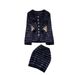 Women's Clothing Elegant Striped Knit Top & Fitted Waist Top Set – Black/White (One Size Fits Most)_ecoleips.com