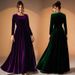 Modest Abaya Dress/Muslim Dress Women Elegant Plus Size Velvet Evening Dress With Long Sleeves & Pleated A-Line Hem For Women_ecoleips.com