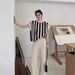 Inspired Women's Two Piece Knitted Fashion Set Elegant Sophisticated High Neck Striped Top Casual Wide Leg Pants_ecoleips.com