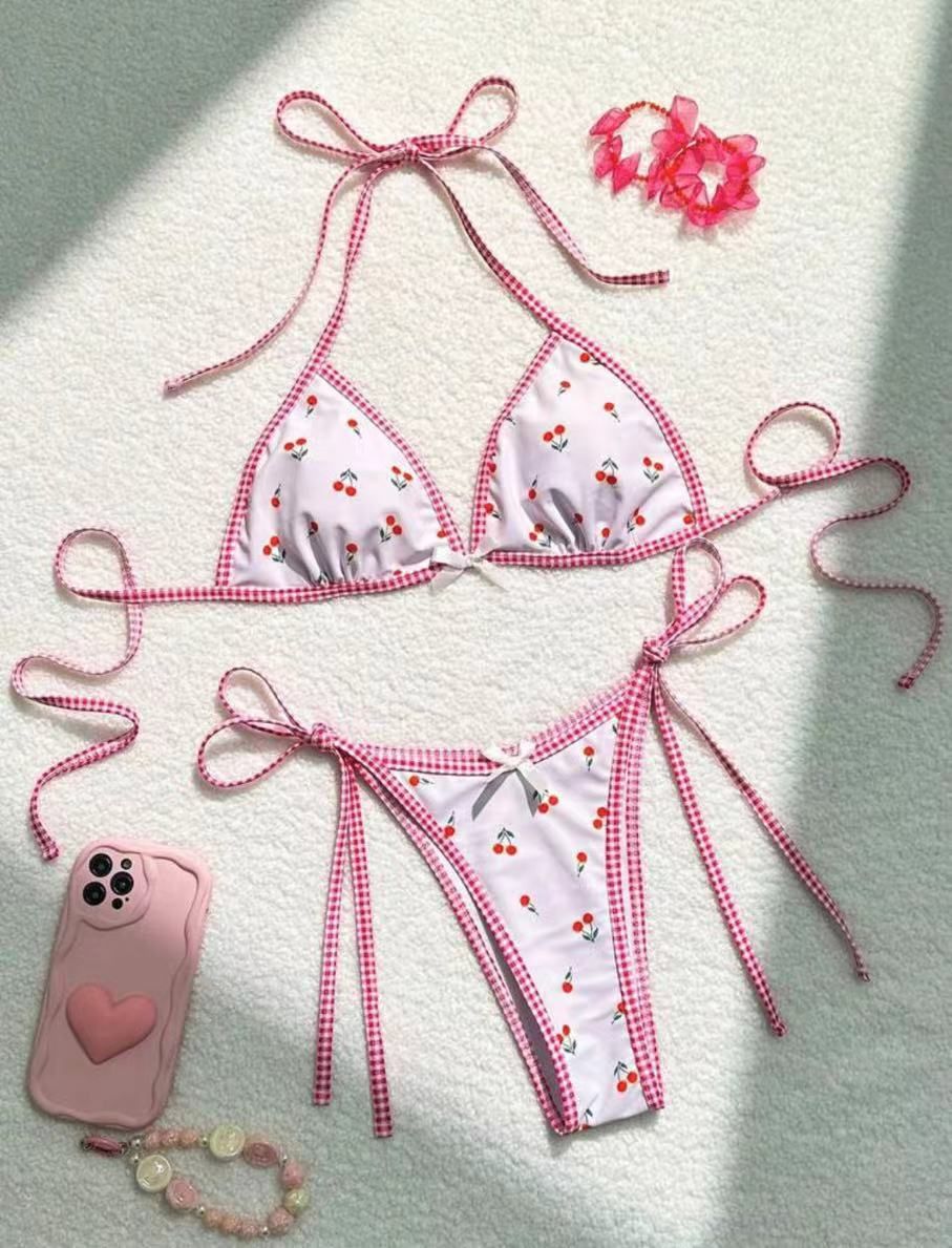 Women's Clothing Split Tie Strap Swimsuit Small Fresh Butterfly Two Piece Swimsuit Female_ecoleips.com