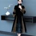 Luxury Faux Fur Coat For Women - Extra Long & Thick Winter Jacket With Stand Collar, Elegant Black-Brown Color Blocking, Plus Size Available_ecoleips.com