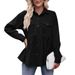 Women's Corduroy Babydoll Shirt, Casual Relaxed Fit Fall Winter Soft Ribbed Tunic Top_ecoleips.com