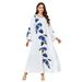 Modest Abaya Dress Women's Floral Print Long Robe Casual Middle Eastern Style Fashionable Versatile Flowing Skirt For All Seasons Polyester_ecoleips.com