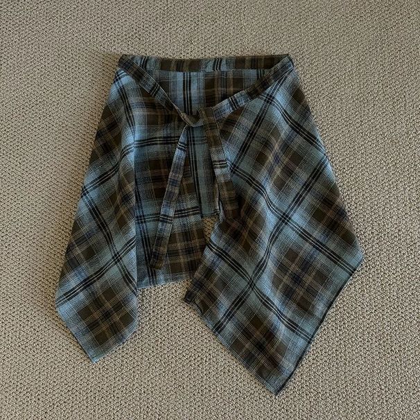 K Small And Trendy Layered Plaid Fart Curtain Women's New High Waisted Strap Versatile A-line Paired With Short Skirt_ecoleips.com