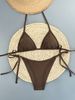 Brown Tied Bikini Swimsuit Set_ecoleips.com