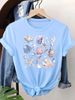 Seashell & Starfish Women's Tee - Coastal Beach Graphic, Casual Light Blue Top_ecoleips.com