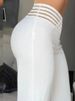 K Women's Hollow Out Belt High Waist Casual Straight Loose Trousers Wide Leg Pants_ecoleips.com