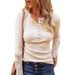 Women's Clothing Spring And Autumn New Round Neck Button Lace Sleeves Loose Inner Wear Outer Wear Long Sleeve T Shirt Women_ecoleips.com