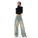 Retro Yellow Mud Straight Leg Jeans High Waist Loose Design Floor Length Wide Leg Pants for Women Summer 2026 New American Style_ecoleips.com