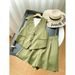 Women's Clothing Sleeveless V-neck Sleeveless Button Suit Short Vest Shorts Suit _ecoleips.com