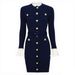 Spring Autumn New Style Women's Long Sleeved Round Neck Knitted Dress With Belt Versatile Slimming Flattering Short Dress_ecoleips.com