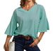 Aria Basics Aria Basics Cross-border European And American 2023 Spring/Summer Bestseller Solid Color V-neck Bell Sleeve Loose Casual_ecoleips.com