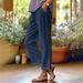 Muslim Women's Cotton And Linen Loose Solid Color Elastic Waist Pocket Straight Casual Pants_ecoleips.com