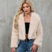 Women's Clothing Women's Faux Fur Short Jacket With Notched Lapel - Elegant Winter Coat For Office & Casual Wear_ecoleips.com