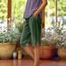 Women's Clothing Casual Loose Pocket Pants Shorts Cotton Linen Elastic Waist New_ecoleips.com