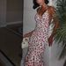 Summer Fashion Printed Dress Backless Multi Layered Hem V Neck Elegant Classy Women's Straps Export Style_ecoleips.com