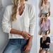 Diyun 2024 Autumn/Winter Foreign Trade Women's Tops European And American Loose Casual V-Neck Long_ecoleips.com