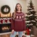 Women's Clothing Christmas Sweater Winter Knit Top With Polka Dot Snowflake Embroidery Elegant Crewneck Long Sleeve Pullover Casual Office Wear_ecoleips.com
