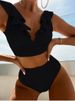 Women’s Clothing New Solid Color Split Swimsuit Women's Fashion Ruffle Sexy Bikini Swimwear_ecoleips.com