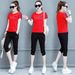 Summer New Women's Clothing Casual Loose Short Sleeved Capri Pants Cotton Two Piece Set 2026_ecoleips.com