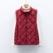 Pinghu Chixin 90 New National Standard Women's Autumn Winter Lightweight Down Jacket Wave Pattern Stand Collar Vest Coat_ecoleips.com