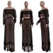 TS938 New Women's Casual Mesh Tassel Beach Dress Two-Piece Set_ecoleips.com
