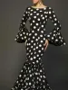Polk Dot Printed Elegant Mermaid Dress Flare Sleeve Round Neck Party Club Ruffle Wedding Guest Cocktail Formal Dresses 2025_ecoleips.com