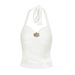 AD240 Cross-Border Women's New American Style Sexy Fashion Shell-Embellished Halter Neck Camisole Short Top_ecoleips.com