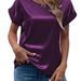 Women's Clothing Women's Satin Shirt Short Sleeved Loose Fit Casual Versatile Round Neck Blouse For Formal & Casual For Women_ecoleips.com