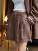 Suitable For All Seasons 【Just LUF】Korean Style Loose Slimming Wide-Leg Louvre Bermuda Summer Casual Shorts For Women With Draping Effect_ecoleips.com