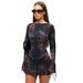 F24DS269 European And American Women's New Fashion Sexy Slim Round Neck Positioning Printed Long Sleeve_ecoleips.com