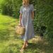 European And American Cross-Border Loose Plus Size Striped Short Sleeve Shirt For Women Summer New Casual Cotton Linen_ecoleips.com