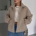 Women's Casual Fashion Jacket Winter Collection Faux Lamb's Wool Drop Shoulder Warm Coat With Slanted Pockets_ecoleips.com