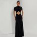 Women's Fashionable Hollow out Bodycon Long Dress Solid Color Pleated European American Style Cross Border Sexy Clothing 2026 New_ecoleips.com