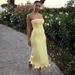 Women's Clothing Solid Color New Sexy Tube Top Sleeveless Long Slim Fit Big Wave Skirt Dress_ecoleips.com