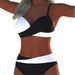 Fashionable Color Block Bikini Swimsuit 2026 Thin Strap Cross Style Wire Free Comfortable for Beach Vacation Women's Clothing_ecoleips.com