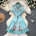 Summer Floral Print Dress for Women Korean Style Slim Fit Waist Defining Elegant A-Line Skirt Commuter Wear 2026 New Resort_ecoleips.com